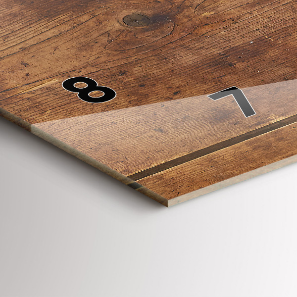 Horizontální hodiny na skle Rustikální dřevo