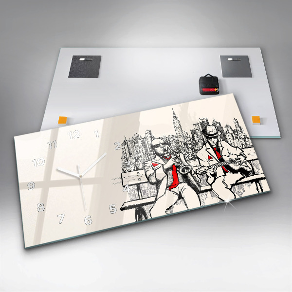 Horizontální hodiny na skle Jazz v New Yorku