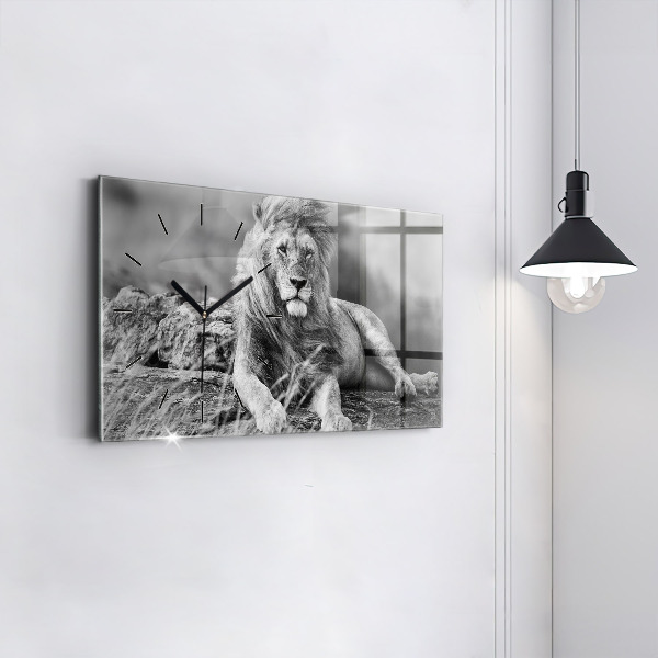 Horizontální hodiny na skle Abstraktní - Lev