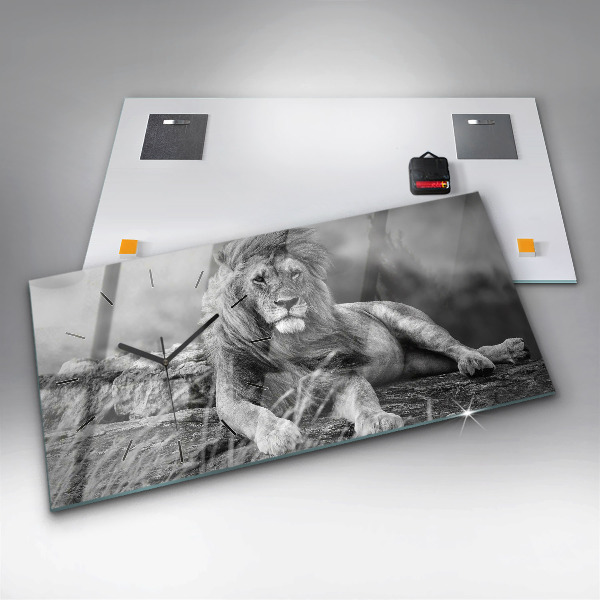 Horizontální hodiny na skle Abstraktní - Lev