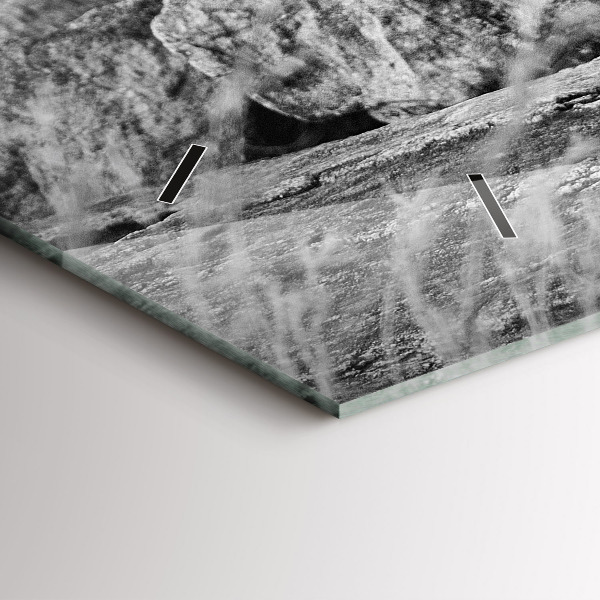 Horizontální hodiny na skle Abstraktní - Lev