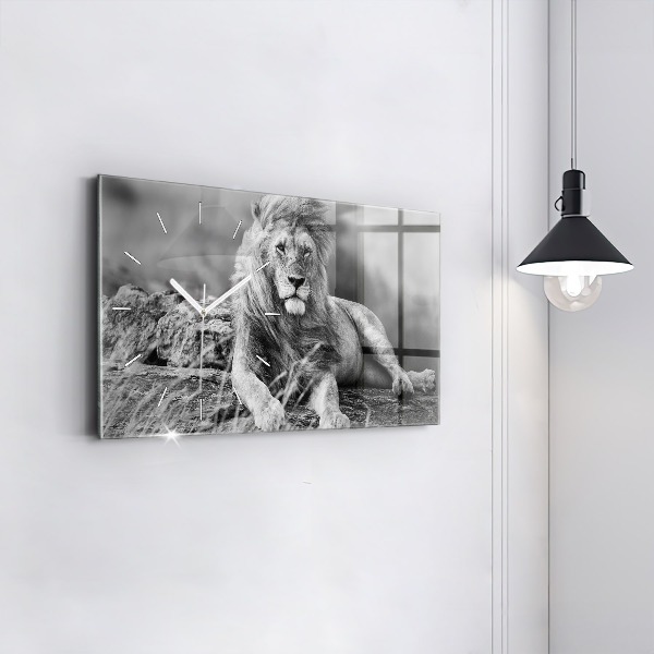 Horizontální hodiny na skle Abstraktní - Lev