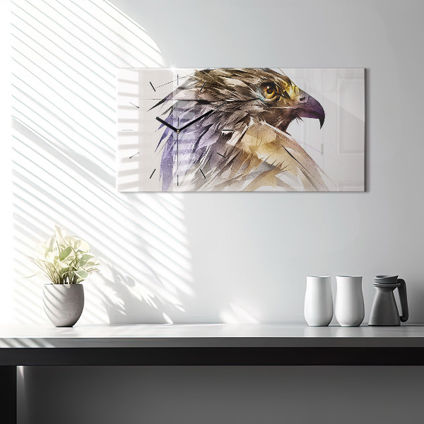 Horizontální hodiny na skle Dravý pták