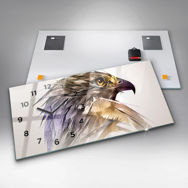 Horizontální hodiny na skle Dravý pták