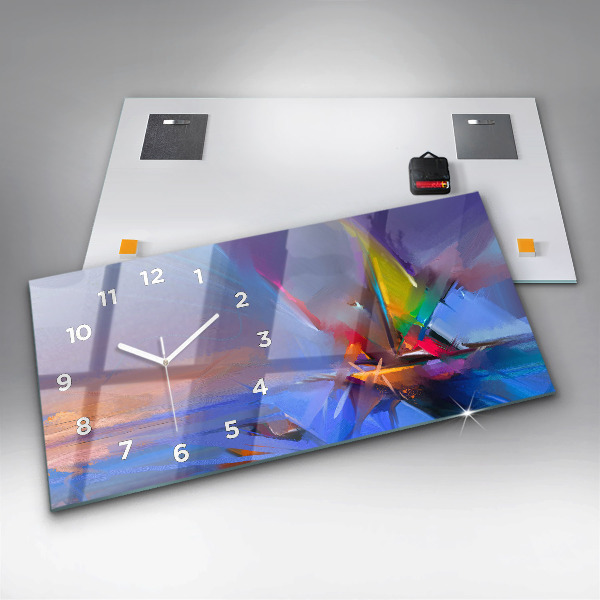 Horizontální hodiny na skle Mořská krajina