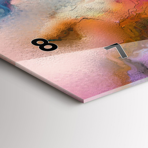 Horizontální hodiny na skle Rozlitá barva