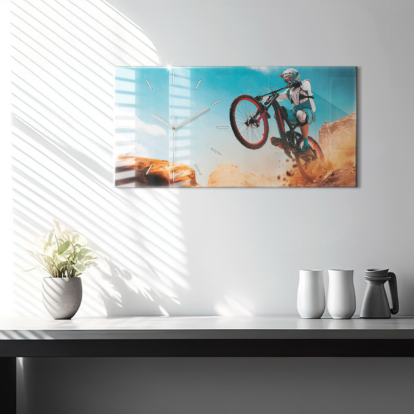 Horizontální skleněné hodiny na stěnu Kaskadér a adrenalin