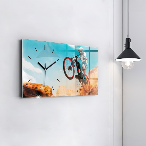 Horizontální skleněné hodiny na stěnu Kaskadér a adrenalin