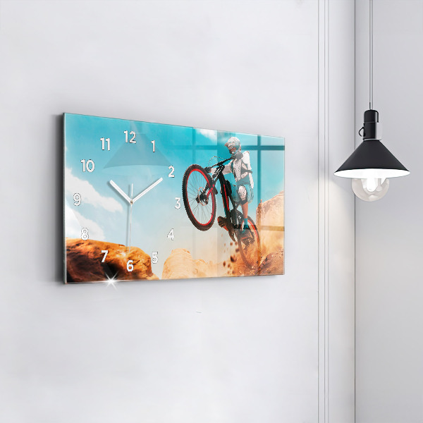 Horizontální skleněné hodiny na stěnu Kaskadér a adrenalin
