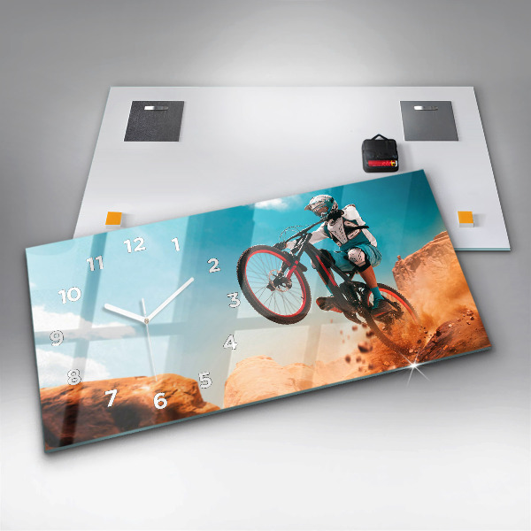 Horizontální skleněné hodiny na stěnu Kaskadér a adrenalin