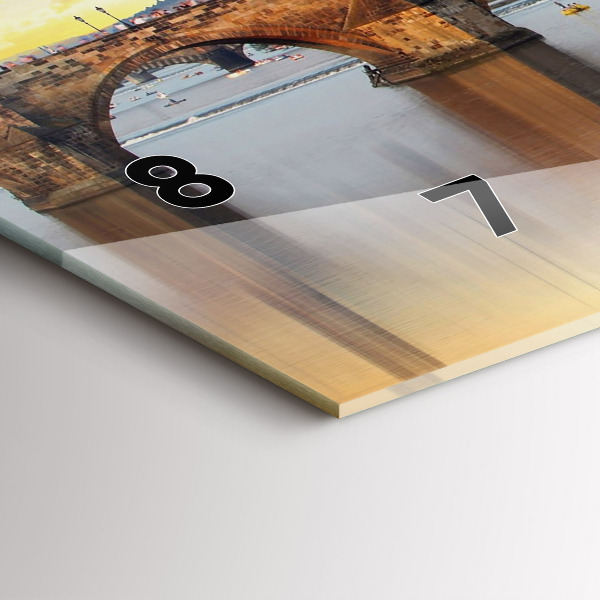 Horizontální skleněné hodiny na stěnu Panorama nad řekou