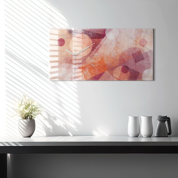 Horizontální skleněné hodiny na stěnu Geometrická abstrakce