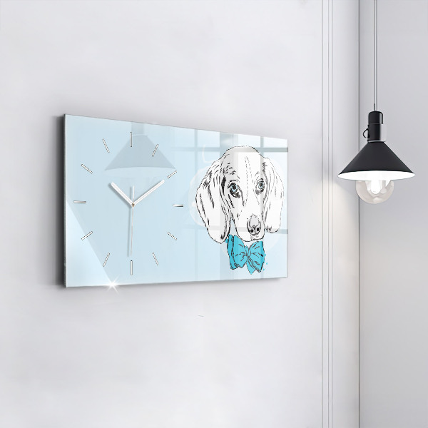 Horizontální skleněné hodiny na stěnu Psí štěně