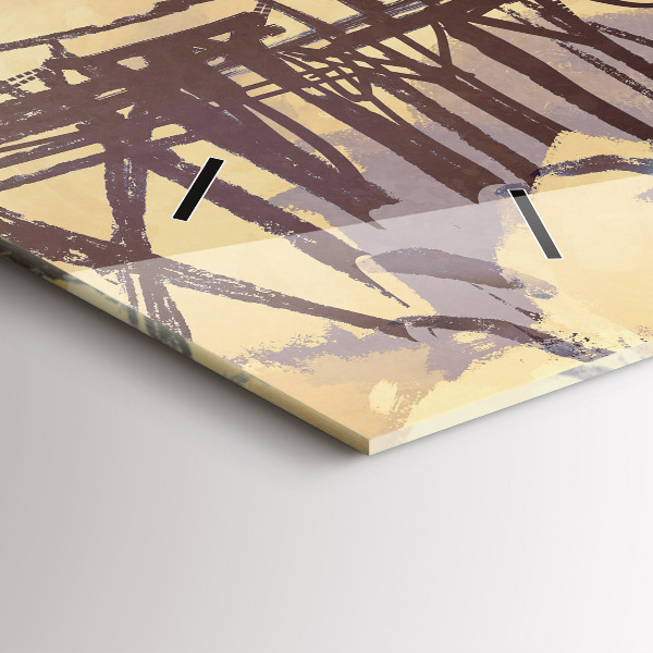 Horizontální skleněné hodiny na stěnu Muž na starém mostě