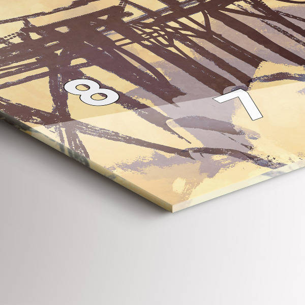 Horizontální skleněné hodiny na stěnu Muž na starém mostě