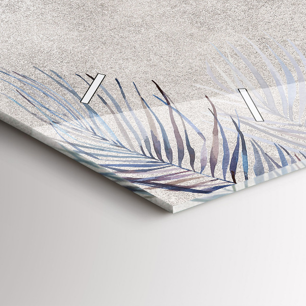 Horizontální skleněné hodiny na stěnu Palmový list