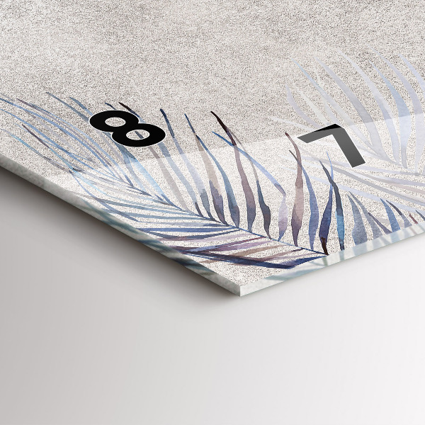 Horizontální skleněné hodiny na stěnu Palmový list