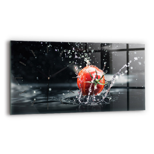 Horizontální skleněné hodiny na stěnu Rajče