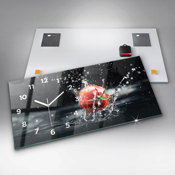 Horizontální skleněné hodiny na stěnu Rajče