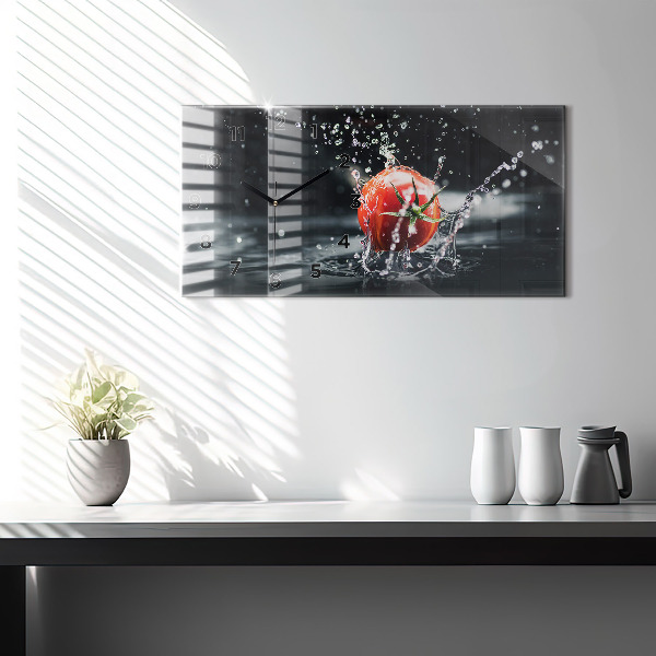 Horizontální skleněné hodiny na stěnu Rajče