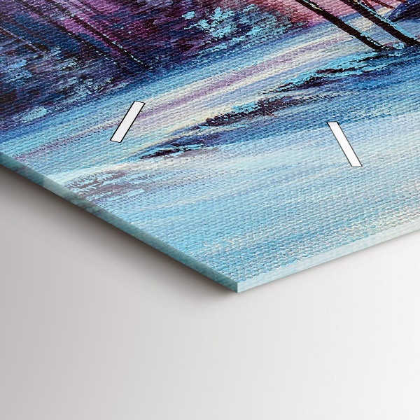 Horizontální skleněné hodiny na stěnu Vánoční stromek a most