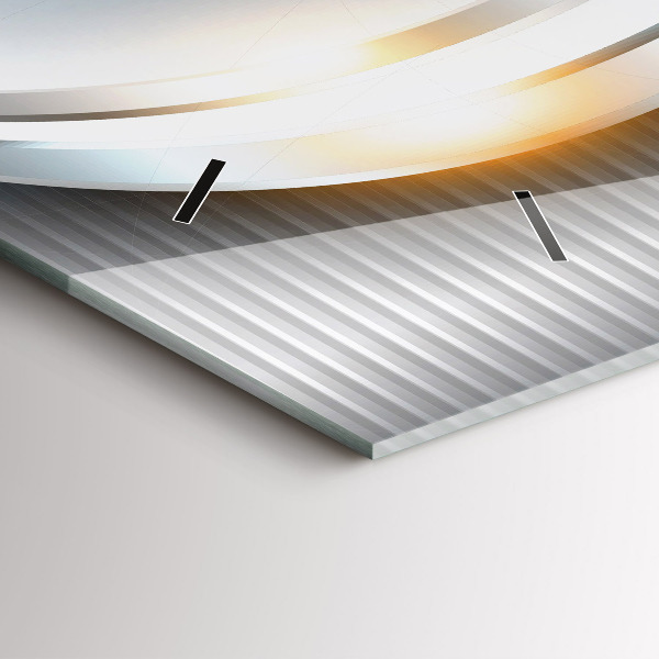 Horizontální skleněné hodiny na stěnu Kovová abstrakce