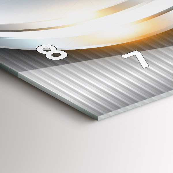 Horizontální skleněné hodiny na stěnu Kovová abstrakce