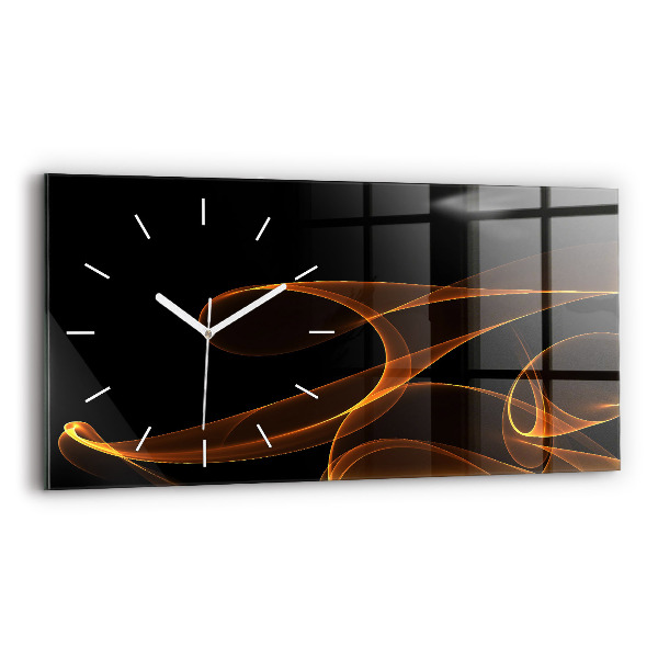 Horizontální skleněné hodiny na stěnu Oranžové čáry
