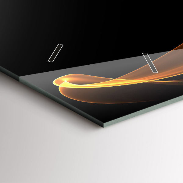 Horizontální skleněné hodiny na stěnu Oranžové čáry