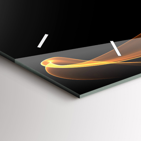 Horizontální skleněné hodiny na stěnu Oranžové čáry