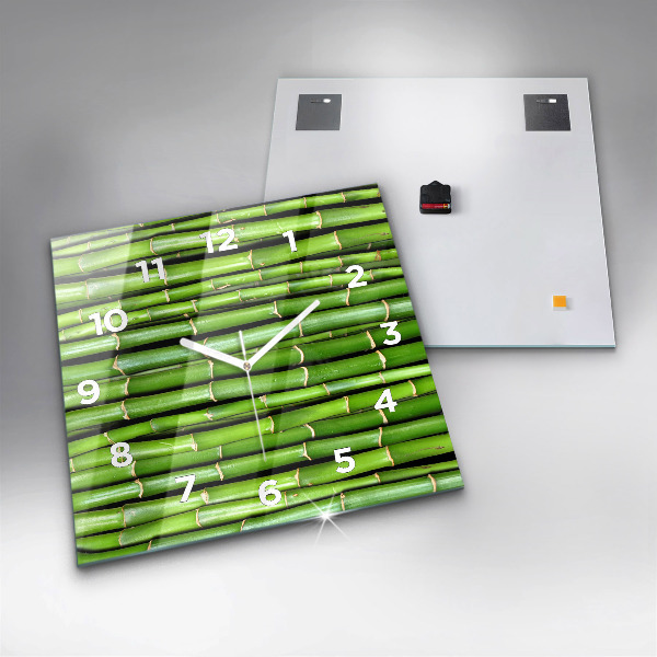 Skleněné hodiny čtvercové Asijský bambus