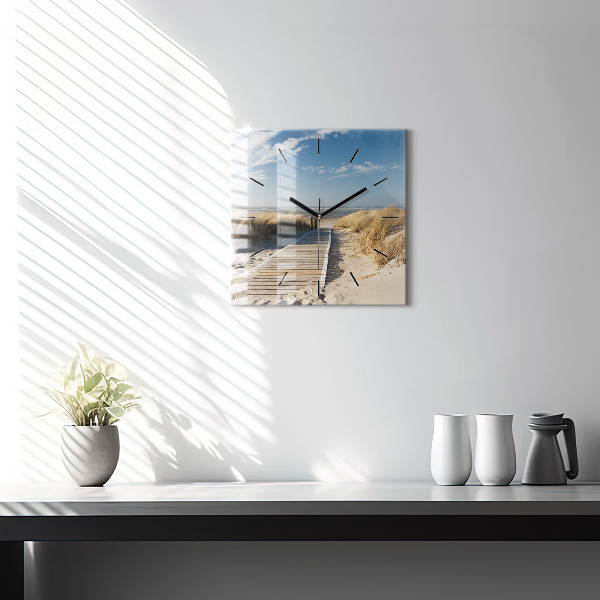 Skleněné hodiny čtvercové Pohled na pláž