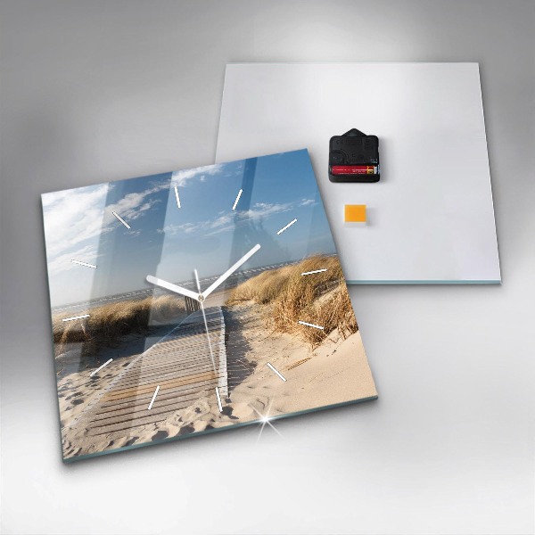 Skleněné hodiny čtvercové Pohled na pláž