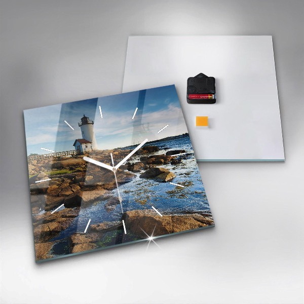 Skleněné hodiny čtvercové Maják Annisquam