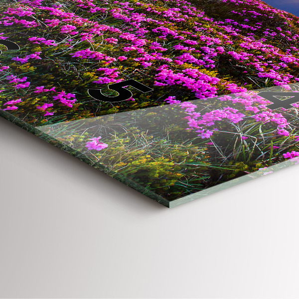 Skleněné hodiny čtvercové Východ slunce a květiny