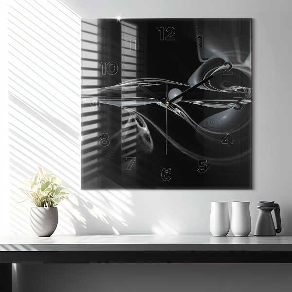 Skleněné hodiny čtvercové Abstraktní kouř