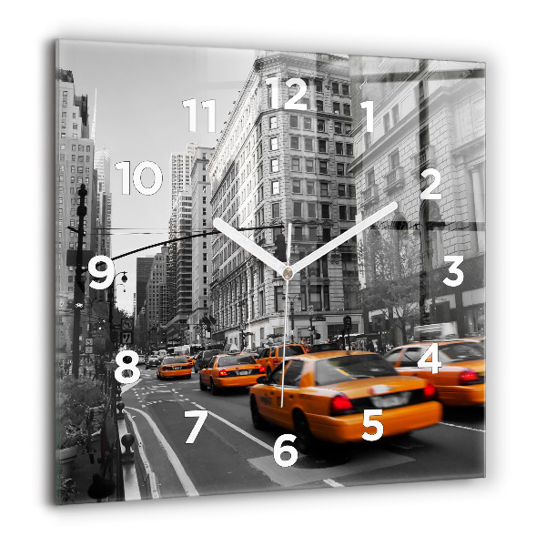 Skleněné hodiny čtvercové Manhattan a taxíky