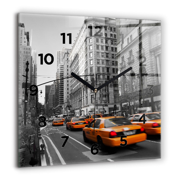 Skleněné hodiny čtvercové Manhattan a taxíky