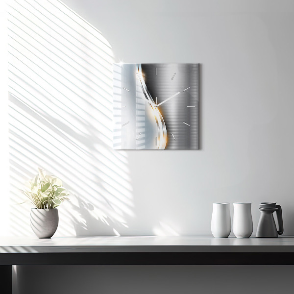 Čtvercové nástěnné hodiny Kovová abstrakce