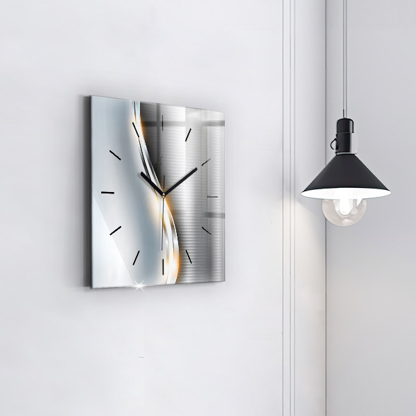 Čtvercové nástěnné hodiny Kovová abstrakce