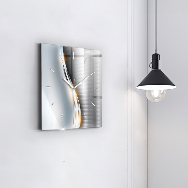 Čtvercové nástěnné hodiny Kovová abstrakce