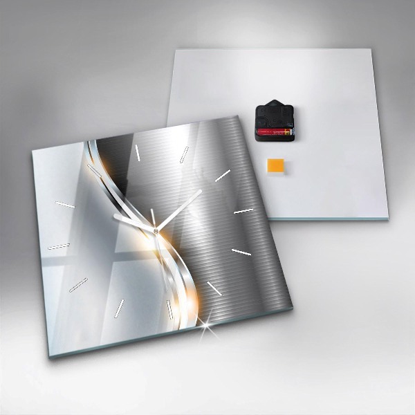 Čtvercové nástěnné hodiny Kovová abstrakce