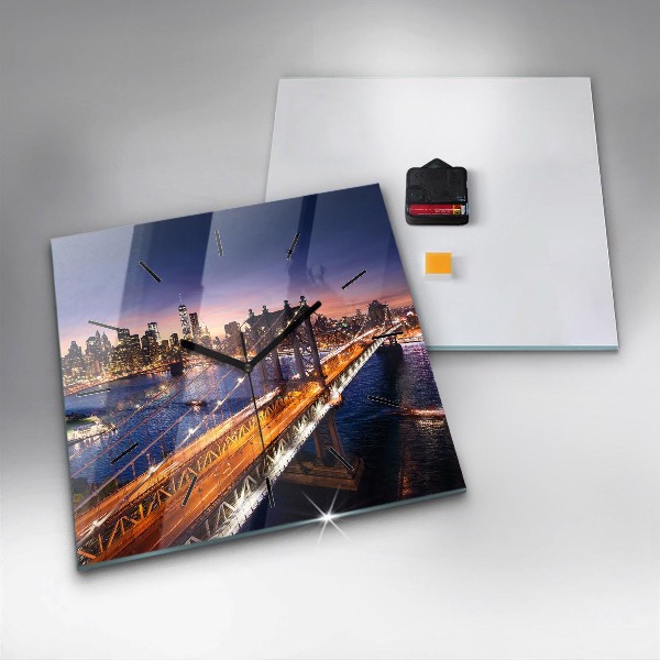 Skleněné hodiny čtvercové New York a západ slunce