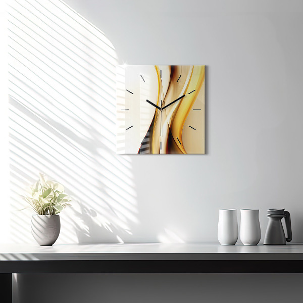 Skleněné hodiny čtvercové Abstrakce vlny