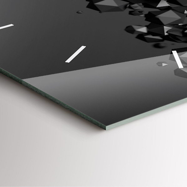 Skleněné hodiny čtvercové Černá abstrakce