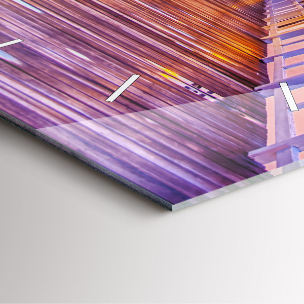 Skleněné hodiny čtvercové Most v přístavu večer