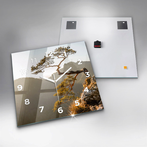 Skleněné hodiny čtvercové Strom v horách