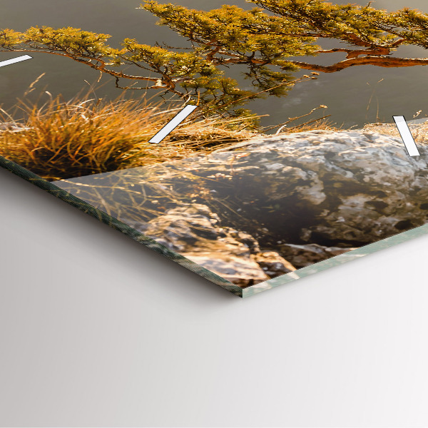 Skleněné hodiny čtvercové Strom v horách