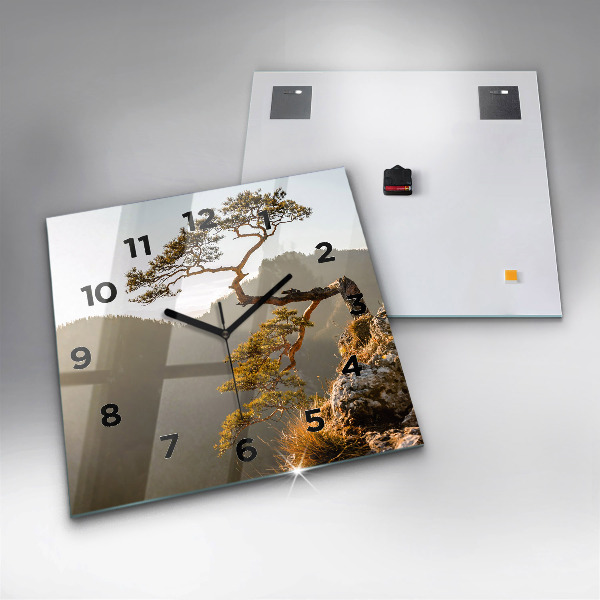 Skleněné hodiny čtvercové Strom v horách