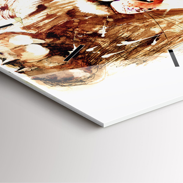 Skleněné hodiny čtvercové Ilustrace hnědého lva